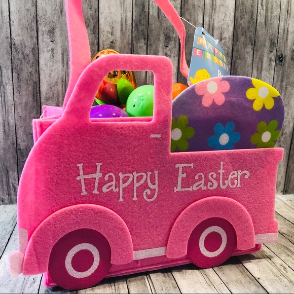 Easter Truck Shaped Felt Baskets with Handles - Picture 3 of 5